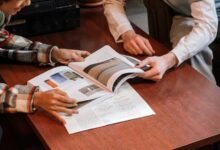 red and white magazine