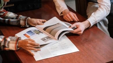 red and white magazine