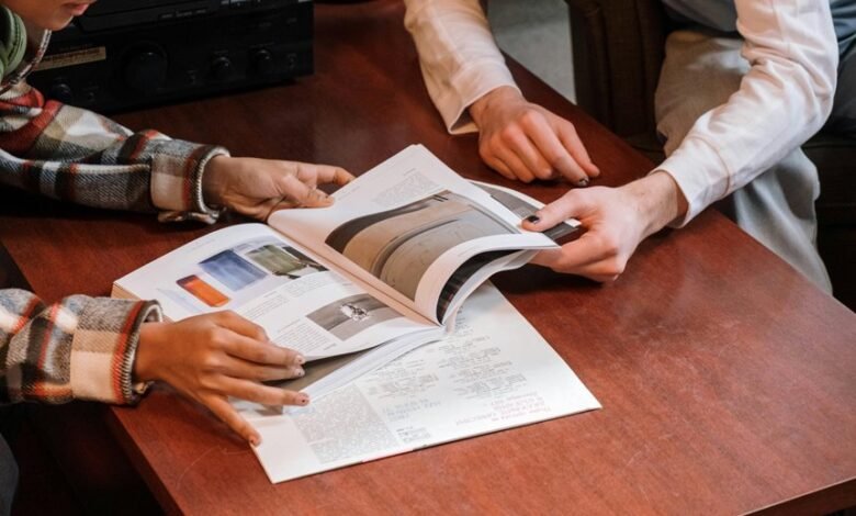 red and white magazine